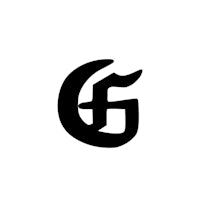 a black and white logo with the letter f